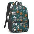 thumbnail image 2 of Basketball and Whistle Teal Pattern 17" School Backpacks for Teens,Waterproof Oxford Fabric,S-Shape Padded Straps for School,Travel,Hiking,Camping, 2 of 6