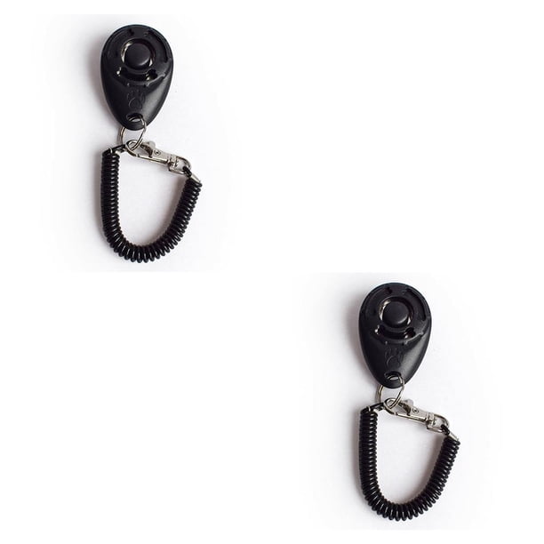 sweethay de plástico portátil para entrenamiento de mascotas, ayuda para comer, botón con correa para la muñeca, entrenador para el hogar, Negro 2Conjunto