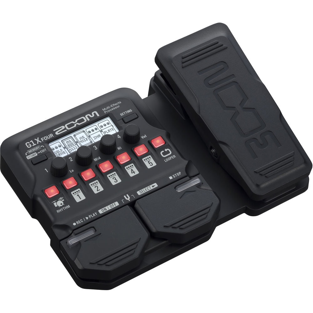 Zoom G1X Four Multi-Effects Pedal + 4x AA Batteries with Charger + Cleaning kit + Wire Ties