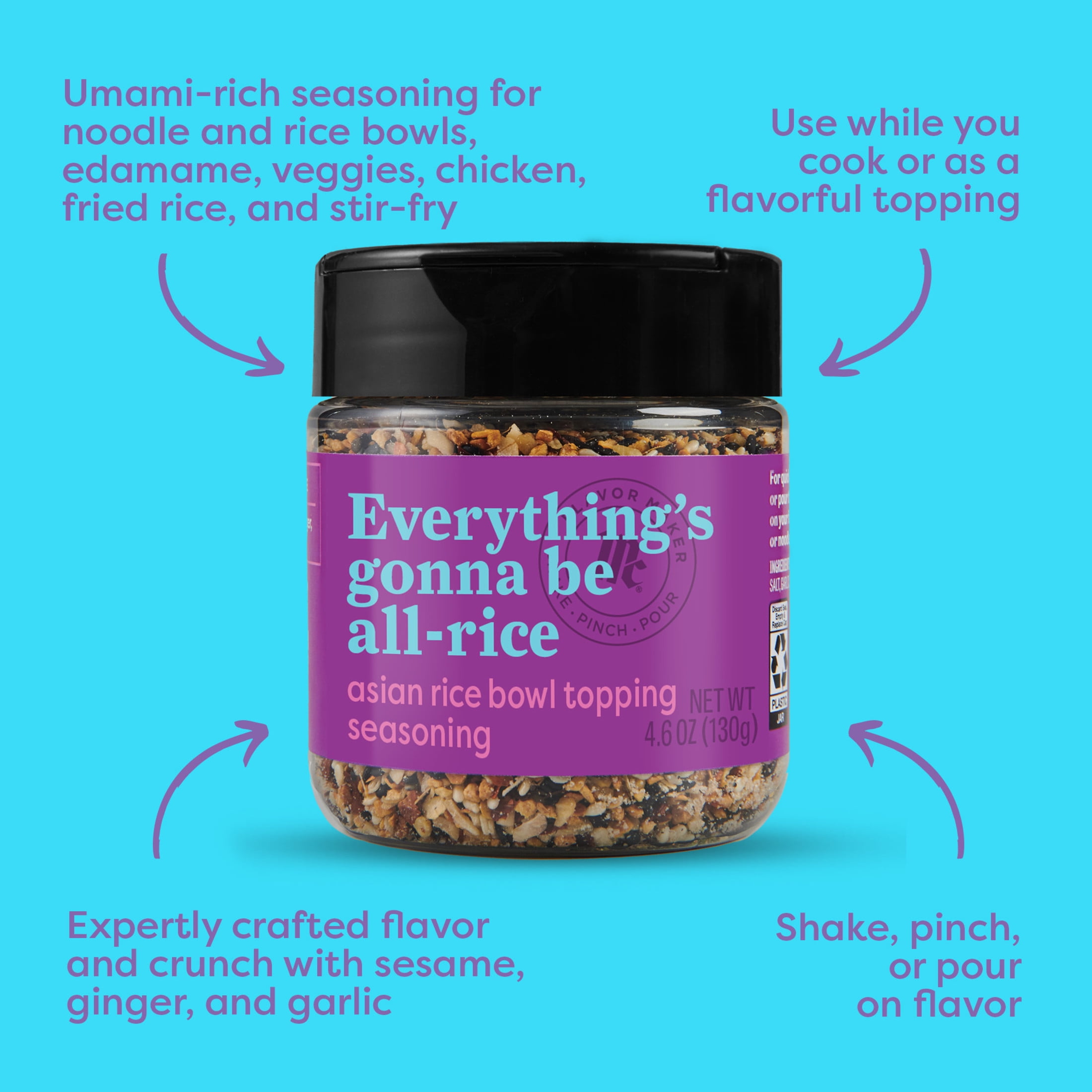 McCormick Flavor Maker Asian Rice Bowl Topping Seasoning, 4.6 oz Jar