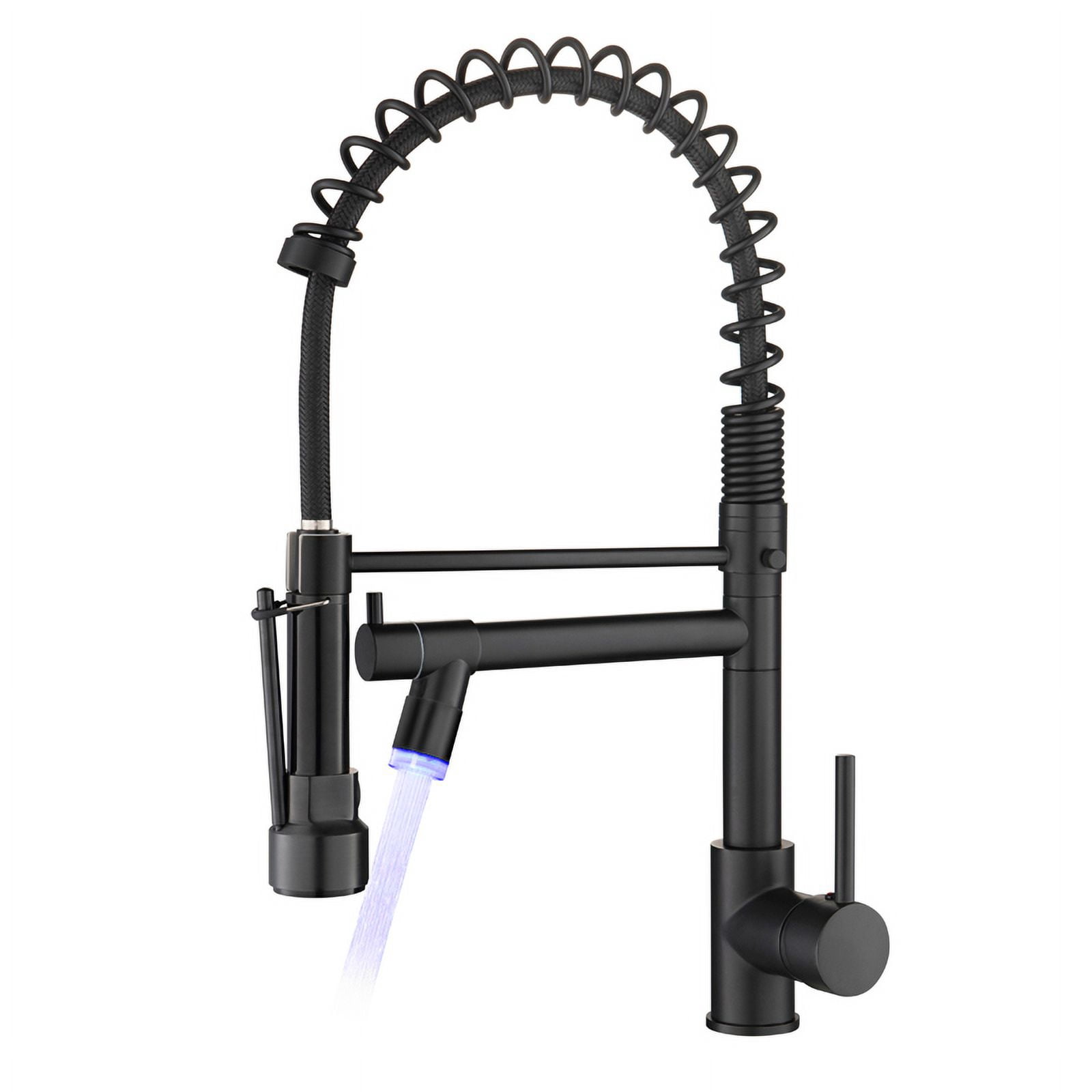 Modern LED Kitchen Faucet with Pull-Down Sprayer,Single Handle Single Lever Kitchen Sink Faucet, 2.5" x 9.25" x 19.49,Black