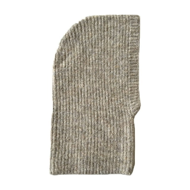 Gorros de lana clásicos para mujer, pasamontañas de punto liso, de punto acanalado, con capucha y sin cierre, de poliéster.