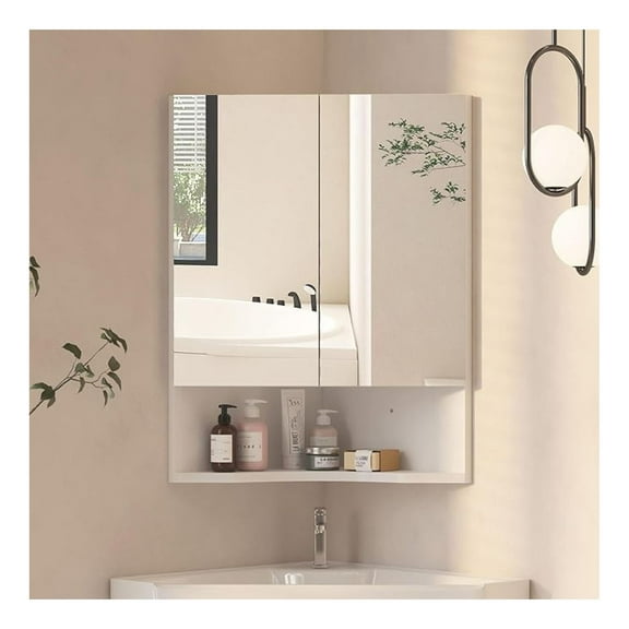Bathroom Corner Medicine Cabinet, Corner Medicine Cabinet with 2 Doors,Small Cabinet for Bathroom,White,24" x18"