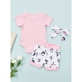 thumbnail image 3 of Honganda Baby Girl/Boy Loose Tops Round Neck Short Sleeve Rabbit Romper Shorts, 3 of 8