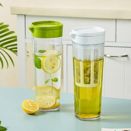 

Heajfvd 1.1L Cold Water Bottle with Filter Screen Tea Kettle Refrigerator Juice Pot Storage Leak-Proof Seal U-Shaped Spout Cold Kettle