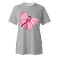 thumbnail image 4 of Hauts d'Été pour Femmes Rose Mode Imprimé Manches Courtes Col Rond Blouse Chemises Décontractées pour Femmes Gris m, 4 of 4