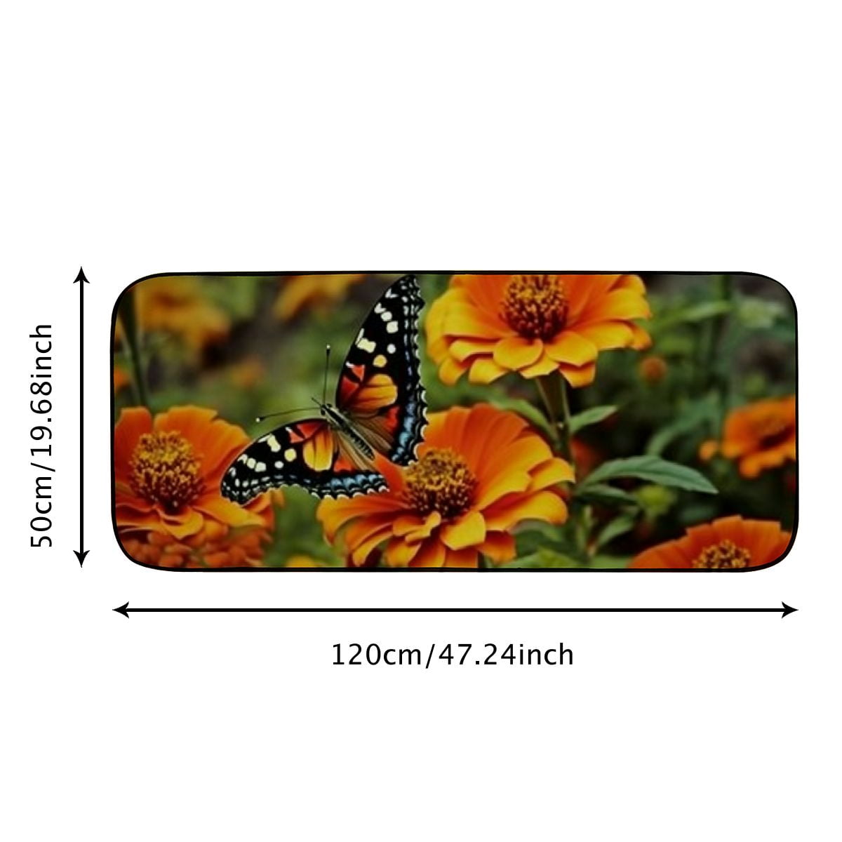 PHYHOO Decorative Door Mat, Door Mat with Non-Slip Rubber Backing, Easy Cleaning, Traps Dirt, Rug for Entry, Patio, Garage - Butterfly Flowers Orange Flowers Plants Nature 19.68*47.24 in