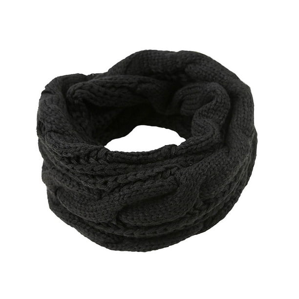 Bufanda de punto para calentar el cuello para mujer, ligera, cómoda y gruesa. Negro