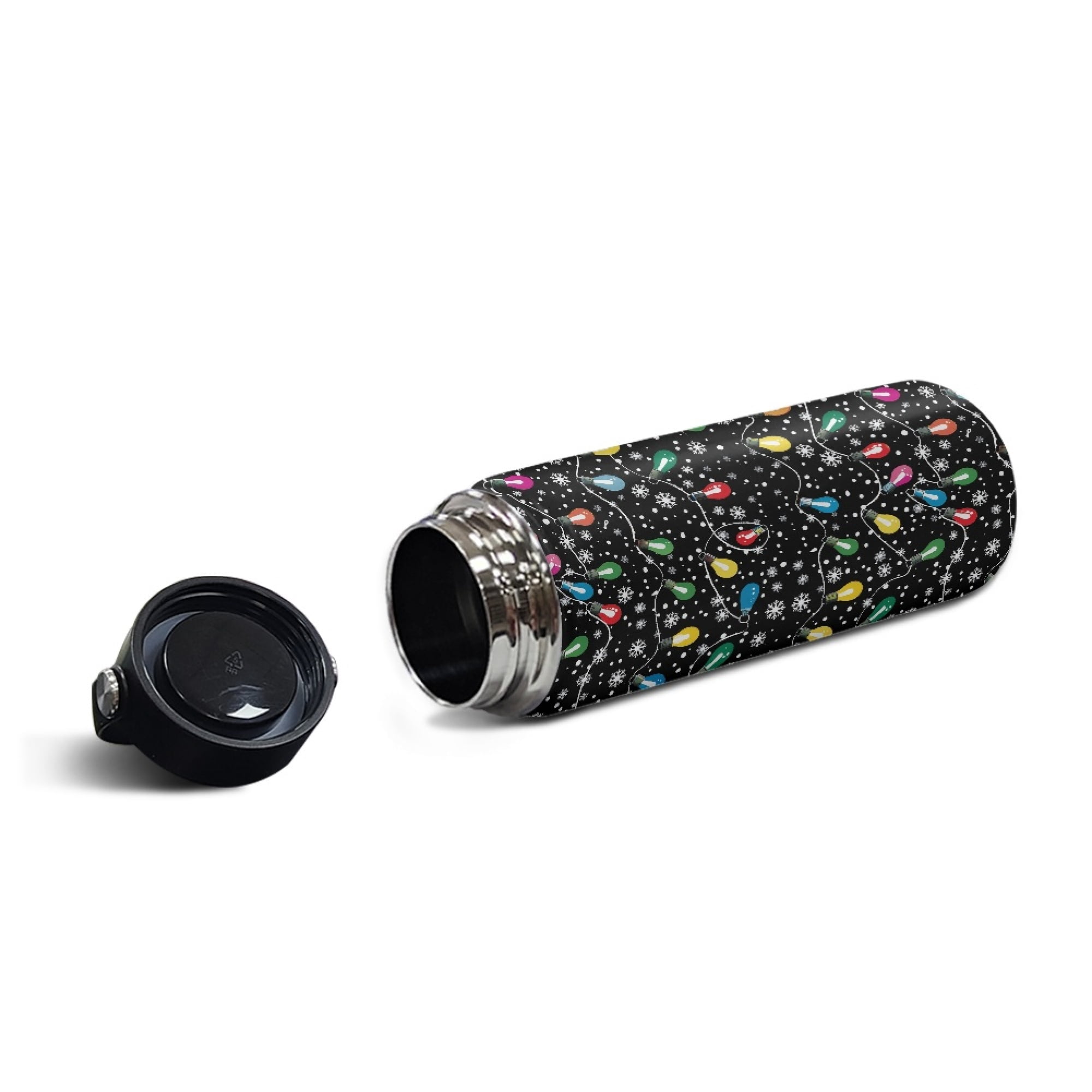 SEANATIVE Christmas Lights Insulated Water Bottle 20oz Stainless Steel Double-Walled Canteen for Cold Drinks and Hot Beverages Vacuum Insulated Reusable Bottle