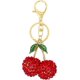 thumbnail image 1 of 1 llavero de cereza con diamantes de imitación, fruta brillante, cereza con hojas., 1 of 5