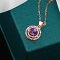 thumbnail image 3 of Gem Stone King 1.64 Ct Round Purple Amethyst 18K Rose Gold Plated Silver Pendant with Chain, 3 of 3