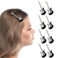 thumbnail image 1 of 8 piezas de clip de guitarra estilo Genjuku de aleación con clip lateral para accesorios para el cabello de mujer, accesorios para el cabello Y2K, color negro, 1 of 8