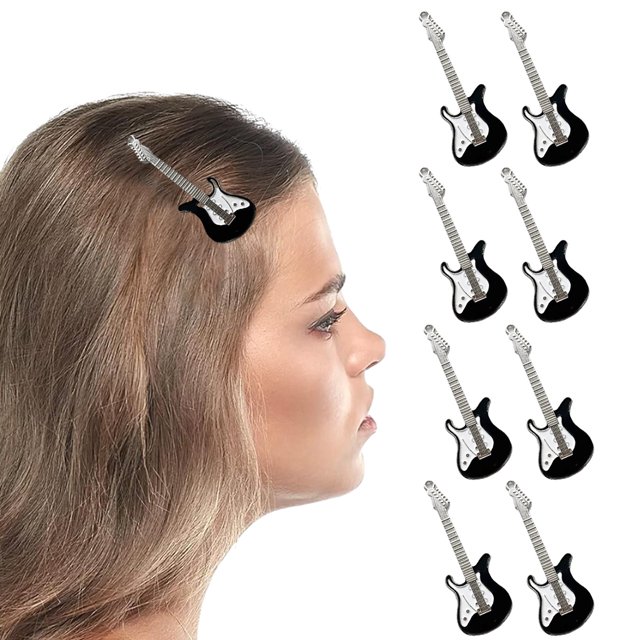 8 piezas de clip de guitarra estilo Genjuku de aleación con clip lateral para accesorios para el cabello de mujer, accesorios para el cabello Y2K, color negro