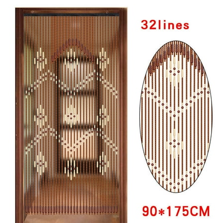 Wood Bamboo Beaded 32 Lines Tassel Curtain Wooden Hanging Handmade 90x175cm