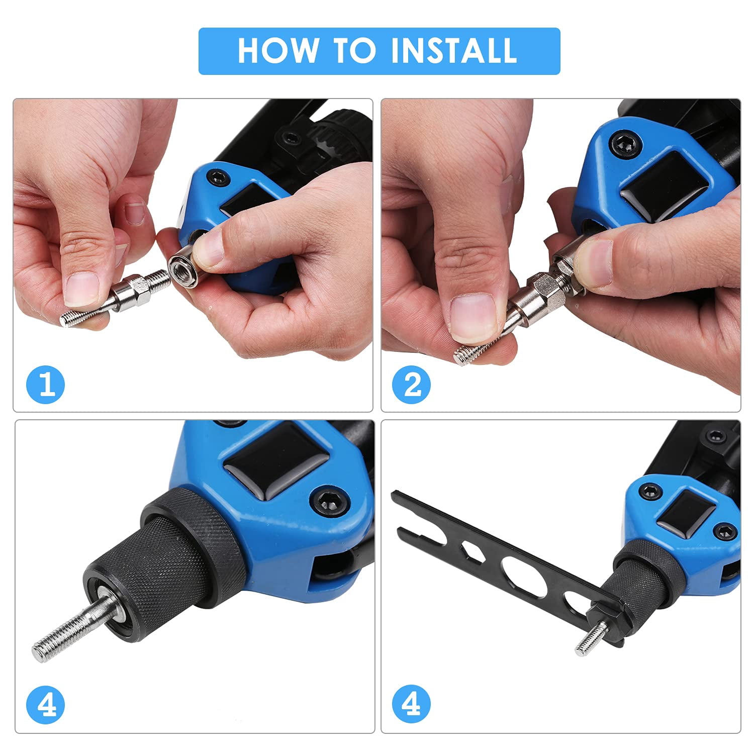iMeshbean 13'' Rivet Gun Kit Rivnut Thread Setting Tool Nut Setter NutSert Metric 130PCS Hand Blind Riveter