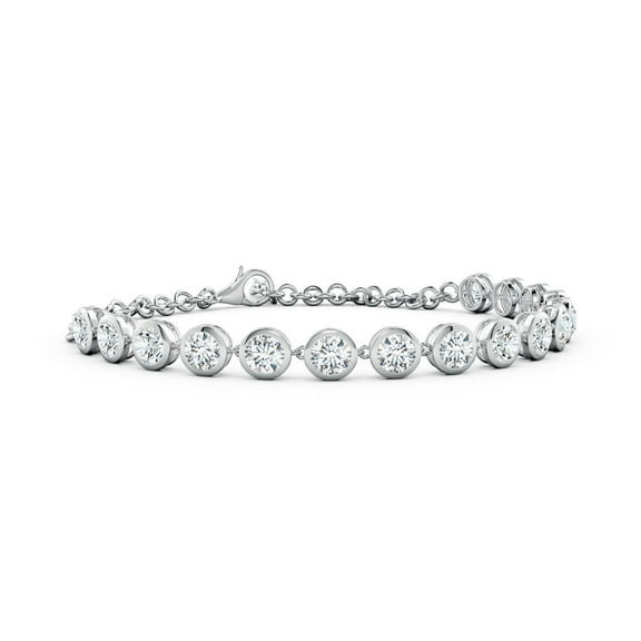 ANGARA IGI Certified Lab Grown 4 Ct Diamond Chain Bracelet for Women in 14K White Gold (Size-4.1mm|Color-F-G|Clarity-VS) | April Birthstone, Anniversary, Jewelry Gift for Women | Diamond Bracelet