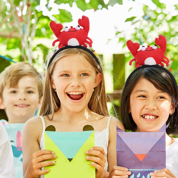 OFFIGAM 3pcs Red Crab Headbands Cute Cloth Hair Accessories for Kids and Adults Party Photo Props