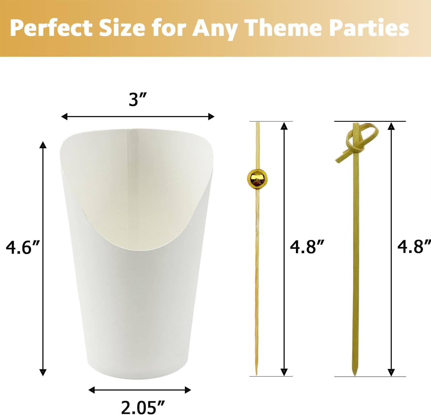 50 Charcuterie Cups + 200 Cocktail Picks + 56 Labels, 12 oz Disposable Charcuterie Cups with Sticks (2 Types), French Fry Cup White Paper Appetizer Cup for all Occasions（White）