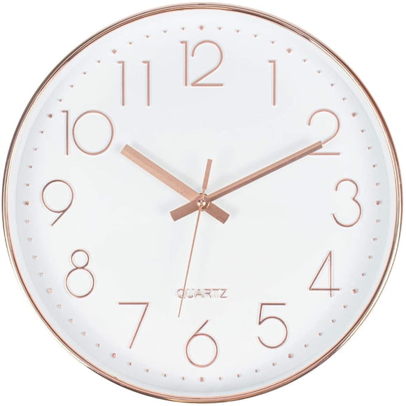 Large modern round ticking noise free wall clock for living room, office and cafeteria