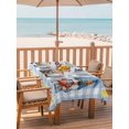thumbnail image 2 of Outdoor Tablecloth with Umbrella Hole for Patio/Picnic/Party/Camping, Summer Gnomes Nautical Waterproof Table Cloth Rectangle Table Cover Washable, Blue Floral Starfish Checkered (60"x 102"), 2 of 8