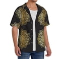 thumbnail image 2 of Pofeuu Gold Mandala Print Mens Casual Short Sleeve Shirts Beach Summer Spread Collar Pocket Tops Men's Casual Short-sleeved Shirt-4X-Large, 2 of 5