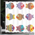 thumbnail image 4 of Ambesonne Funny Shower Curtain, Folkloric Fish Family, 69"Wx75"L, Multicolor, 4 of 5