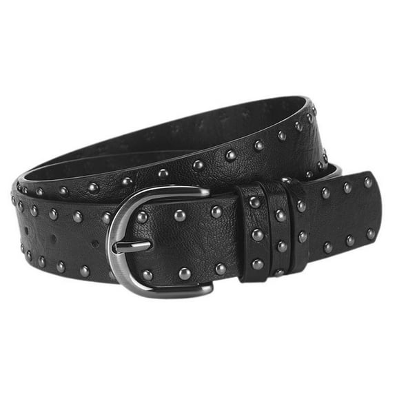 SWSMCLT Women's Autumn Belt Casual Groove Belt Metal Adjustable Belts Basic Buckle 2025 Harem Old Fashioned Black X-Small-Large