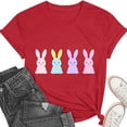thumbnail image 4 of Mifsaly Short Sleeve T-Shirts Women Relaxed Fit Multi Pastel Bunnies Graphic Cotton tops Soft Breathable Casual Summer Basic Tees L, 4 of 6