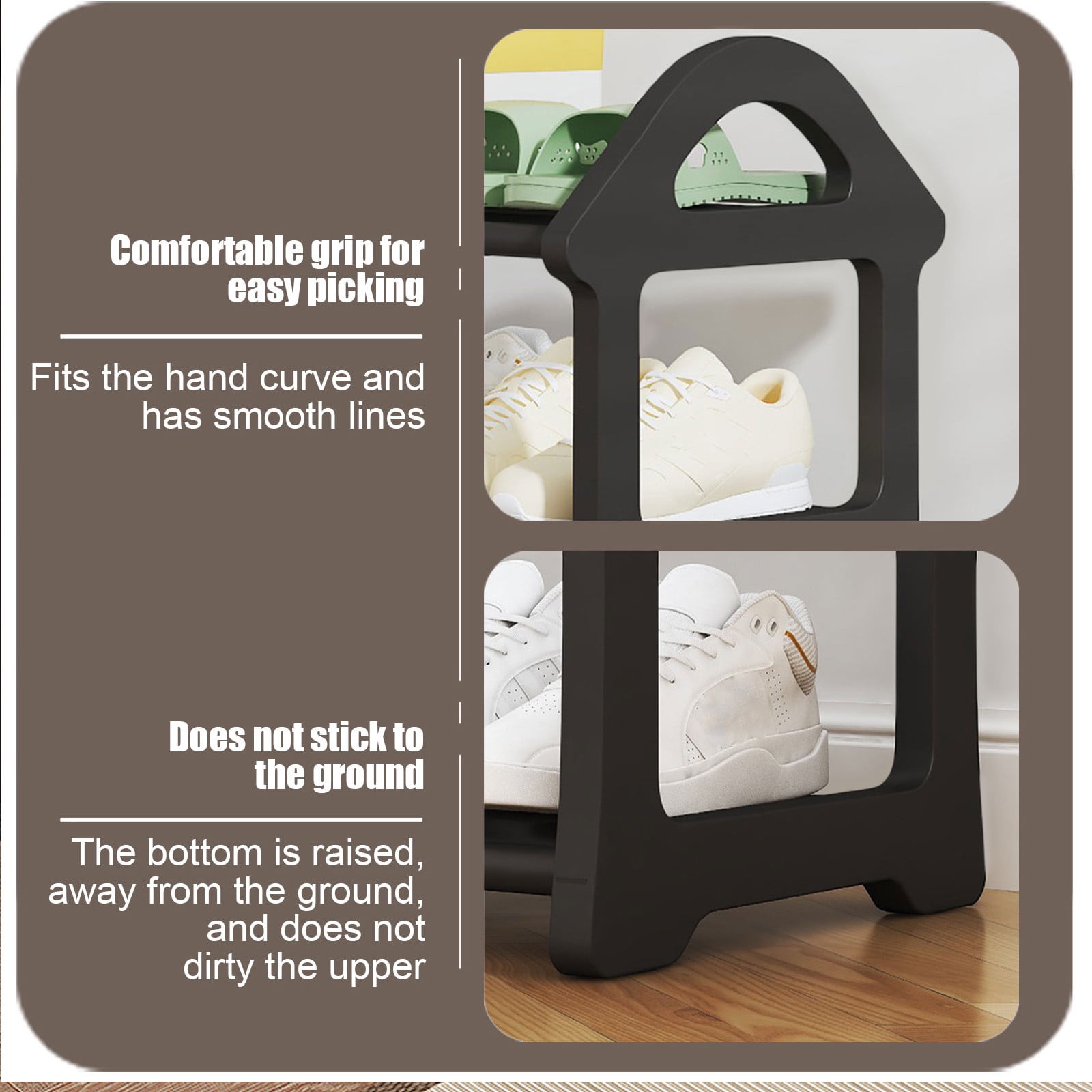 Merryso 3 Tier Plastic Shoe Rack, Black Shoe Organizer for Entryway, Closet & Bedroom, Easy Install Small Shoe Storage with Slatted Ventilated Design, Space Saving Shoe Holder