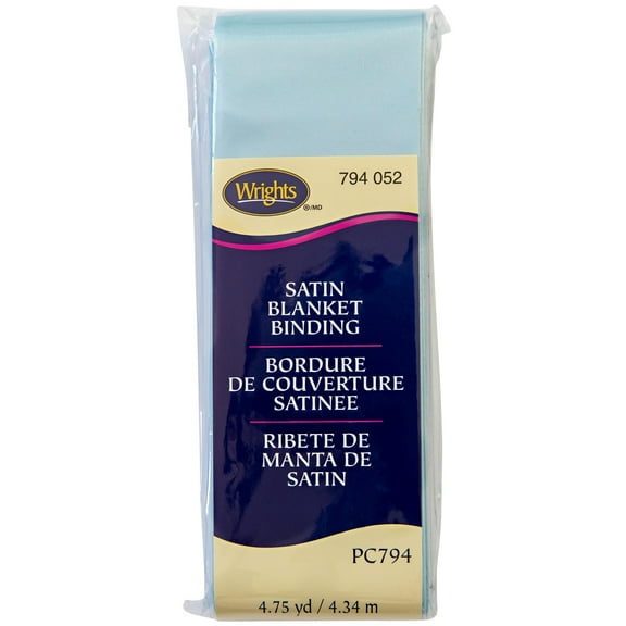 Wrights Blue Satin Blanket Binding 4.75 yd Polyester Blend Sewing Trim