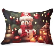 Bestwell Cute Christmas Snowman Plush Pillow Case,Zippered Bed Pillow Pillowcases,Super Soft and Cozy Pillowcase Covers for Sleep Decoration - King Size 20x40in