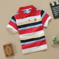 thumbnail image 2 of RMGVDSD Kids Boys Short Sleeve Polo Shirt Striped School Uniform Shirts Summer Casual Button Collared Tops Basic Tee Shirt Tops for 4-5 Years, 2 of 3