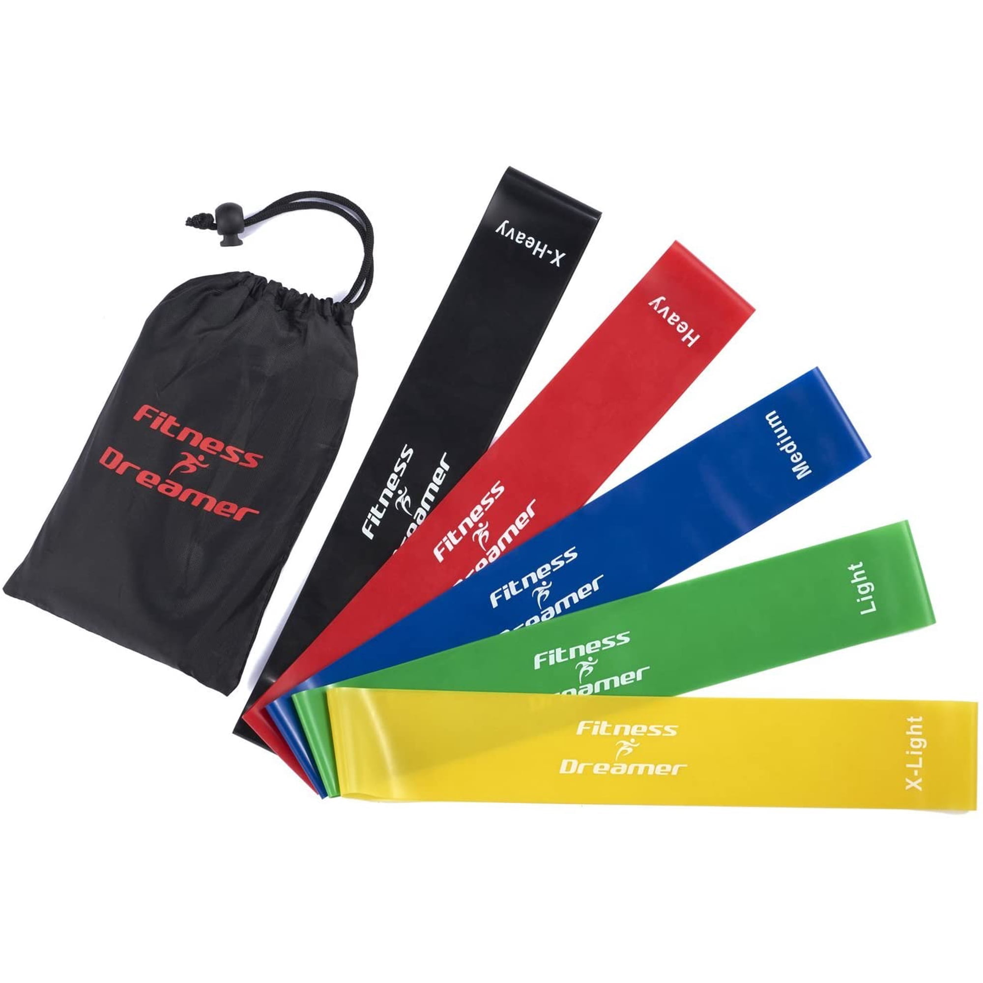 Fitness Dreamer Resistance Bands, Exercise Loop bands and Workout Bands by Set of 5, 12-inch Fitness Bands for Training or Physical Therapy-Improve Mobility and Strength, Life Time Warranty