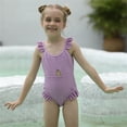 thumbnail image 2 of lnmuld Girls Swimsuit Adorable Girls Swimwear Ruffle Trim Bathing Suit Summer Beach Outfit for Toddler and Kids Size:4-5 Years, 2 of 7