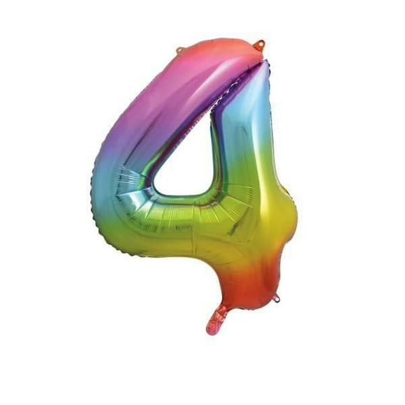 Ballon en aluminium arc-en-ciel, en forme de numéro 4, 34"