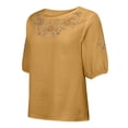 thumbnail image 6 of Kelon Womens Summer Tops Short Womens 3/4 Length Sleeve Cowl Neck Boho Tops Work Office Solid Blouses, L, 6 of 9