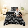 thumbnail image 4 of Homewish Death Moth Twin Comforter Sets,Halloween Skull Skeleton Bedding Set,Black Gray,Black Reversible,2 Pieces,1 Comforter and 1 Pillowcase, 4 of 7
