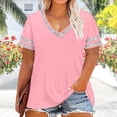 thumbnail image 5 of Sexlip Women's T-Shirt Summer V-Neck Short Sleeve Loose Fit Great for Layering Comfortable Wear Suitable for Spring Weather Pink XXXXL, 5 of 6