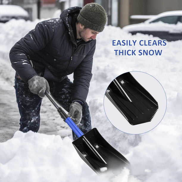 4 in 1 Extendable Snow Shovel & Snow Brush with Ice Scraper, Foam