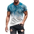 thumbnail image 2 of Penkiiy T Shirts for Men Casual Round Neck 3D Digital Printing Pullover Tops Fitness Sports Shorts Sleeves Tee Shirt Blouse M Blue, 2 of 5