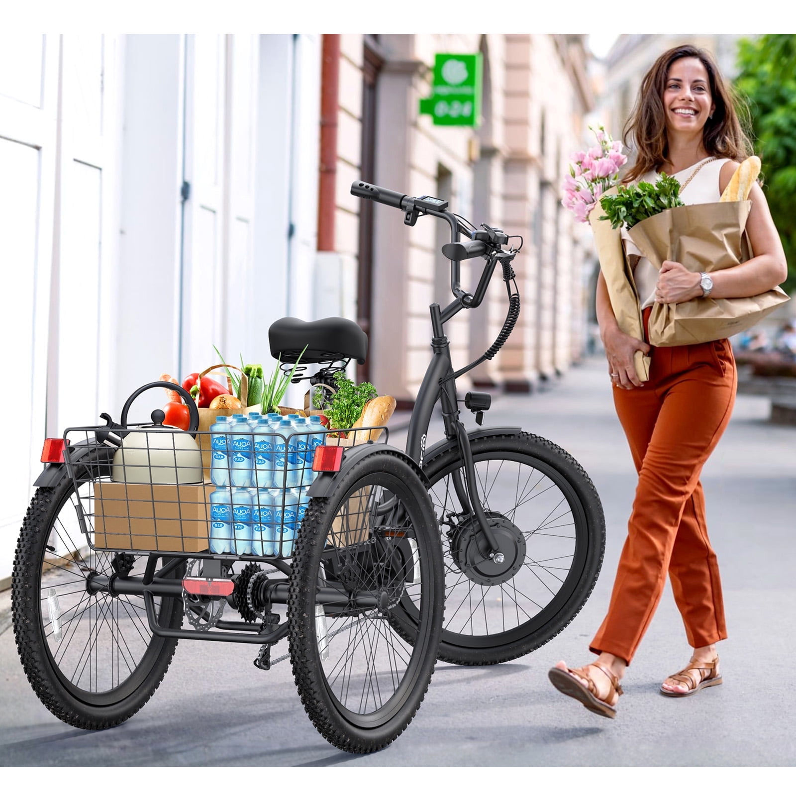 Gocio Electric Tricycle for Adults, Peak 500W Motor Electric Trike 48V 10.4AH UL2849 Battery, Cargo Motorized Tricycle, Shimano 7 Gears 3-Wheel Electric Bike for Adults & Seniors