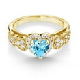 thumbnail image 3 of Gem Stone King 1.38 Ct Heart Shape Swiss Blue Topaz 18K Yellow Gold Plated Silver Ring, 3 of 5