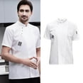 thumbnail image 2 of ziyahi Chef Jacket Short Sleeve Men Women Work Cooking Cooking Clothes Clothes Simple Chef Cotton Short Sleeve Chef Coat for Restaurant White XXL, 2 of 9
