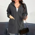 thumbnail image 2 of VISALY Women's Fall Full Zip Up Long Sleeve Hooded Sweatshirt Oversized Fleece Casual 2025 Jacket Coat with Pocket Outwear Tunic Sweatshirt Dark Grey L, 2 of 9