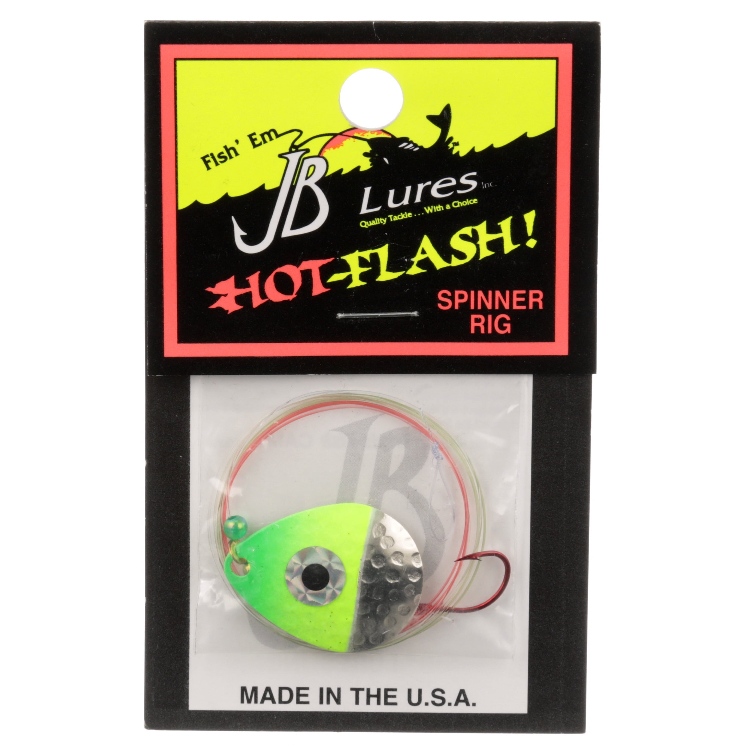 JB Lures HotFlash SpinnerRig Colorado #4 Ham Nkl Cht/Lime