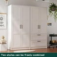 thumbnail image 3 of Soonbuy Wooden Armoire Wardrobe Closet with 2 Drawers, 70 "Tall Clothing Storage Cabinet with 2 Doors, Modern Bedroom Clothing Armoires with Hanging Rods, White, 3 of 6