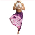 thumbnail image 2 of XIAOFFENN Yoga Pants For Women Athletic Works, Womens Baggy Harem Pant Elastic Waist Drop Crotch Pant Lightweight Cotton Casual Wide Leg Beach Yoga Pants Purple Free Size, 2 of 8