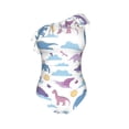 thumbnail image 4 of Yiaed Dinosaur Print Women One Piece Swimsuits Tummy Control One Shoulder Bathing Suits Pattern Ruffle Swimwear-Small, 4 of 8
