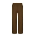 thumbnail image 4 of YLSDY Mens Casual Linen Pants Loose Fit Elastic Drawstring Waist Straight-Legs Summer Yoga Beach Long Pants Brown S, 4 of 7