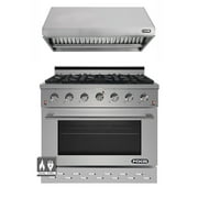 NXR 36" Stainless Steel Dual Fuel Range with 5.5 cu. ft. Convection Oven & Under Cabinet Hood Bundle SCD3611 RH3601